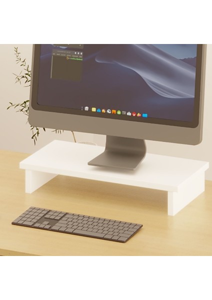 Monifleks Tekli Ergonomik Monitör Altlığı, Monitör Yükseltici Beyaz
