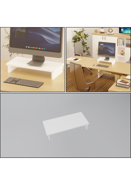 Monifleks Tekli Ergonomik Monitör Altlığı, Monitör Yükseltici Beyaz