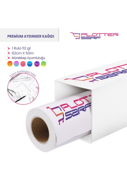 ® Plotter Aydınger (Çizim) Kağıdı 112GR Rulo 62CM x 50MT (1 Rulo)