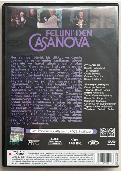 Fellini'den Casanova DVD