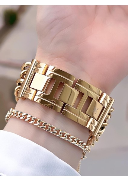 Spor Zincir Kordon Köşeli Seri 2 Yıl Garantili Kadın Kol Saati+Bileklik BDK.10036.4 modelleri