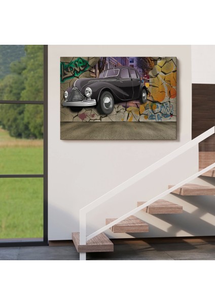 - Duvardan Fırlayan Klasik Araba Dekoratif Kanvas Duvar TABLOSU-3631 indirimleri