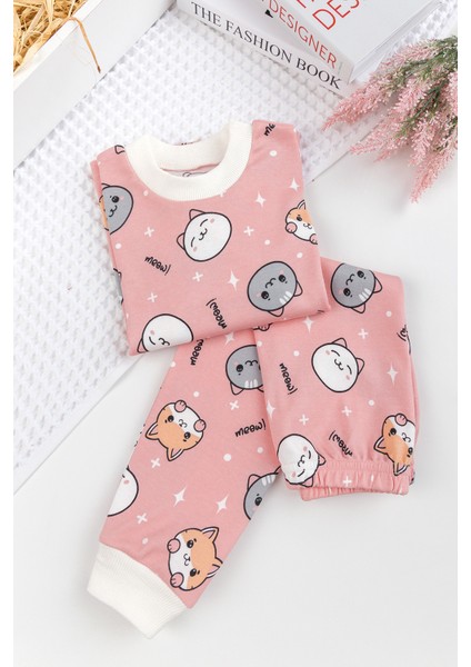 Fiğürlü %100 Pamuk Kız Erkek Bebek Çocuk Pijama Takımı