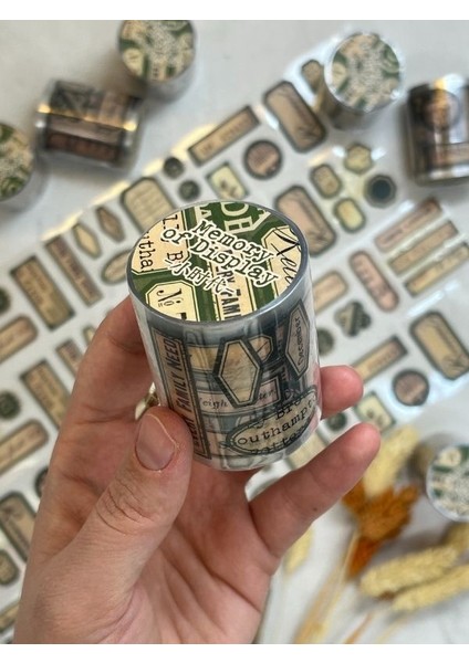 Memory Of Display Retro Yeşil Renk Tek Tek Çıkartma Pul Washi Bant/sticker/çıkartma/bullet Journal/defter Süsleme