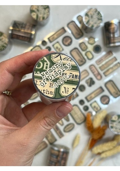 Memory Of Display Retro Yeşil Renk Tek Tek Çıkartma Pul Washi Bant/sticker/çıkartma/bullet Journal/defter Süsleme