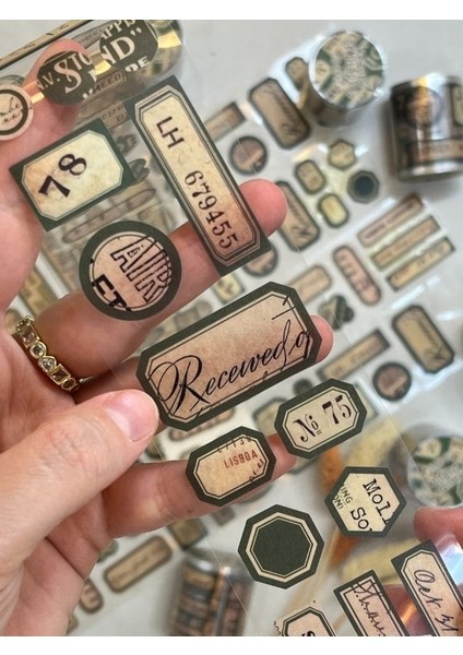 Memory Of Display Retro Yeşil Renk Tek Tek Çıkartma Pul Washi Bant/sticker/çıkartma/bullet Journal/defter Süsleme