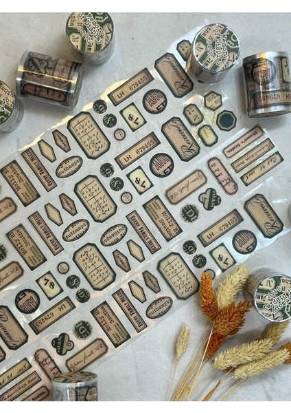 Memory Of Display Retro Yeşil Renk Tek Tek Çıkartma Pul Washi Bant/sticker/çıkartma/bullet Journal/defter Süsleme