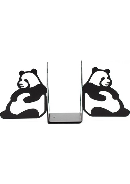Çocuk Odası Panda Desenli Metal Kitap Desteği - Kitap Tutucu - Ev ve Ofis Dekoratif Aksesuar (2 Li Set)