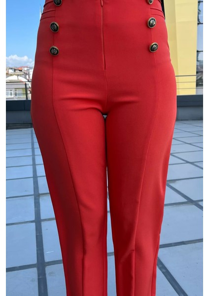 Kadın Çimalı Düğme Detaylı Pantolon