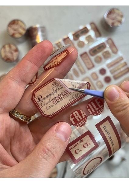 Memory Of Display Retro Bordo Renk Tek Tek Çıkartma Pul Washi Bant/sticker/çıkartma/bullet Journal/defter Süsleme