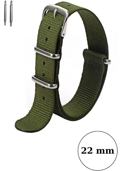 Klasik Suya Dayanıklı Koku Yapmaz Sportif Renkli Nato Saat Kordonu 22 mm