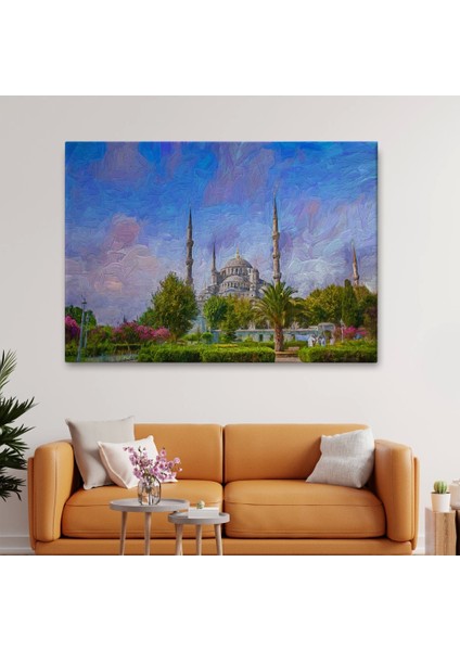 - Sultan Ahmet Camii Yağlıboya Görünüm Kanvas Duvar TABLOSU-3692