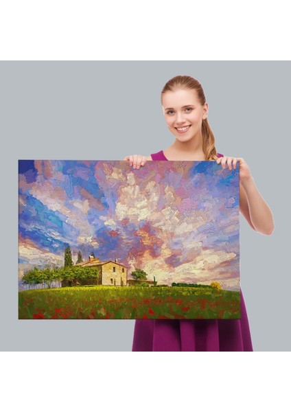 - Toskana Italyadaki Kırmızı Gelincik Tarlası Yağlıboya Görünüm Kanvas TABLOSU-3697 fırsatları