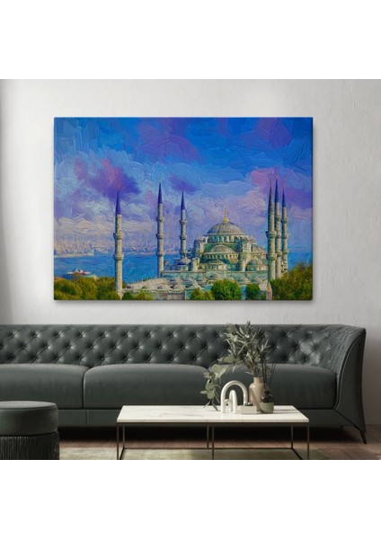 - Sultan Ahmet Camii Yağlıboya Görünüm Kanvas Duvar TABLOSU-3691