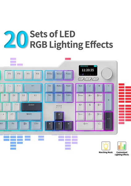 AK35I V3 Kablosuz Mekanik Oyuncu Klavyesi-Gasket Gövde Yapısı Dinamik Rgb-Tft Ekranlı Mavi/avakado Switch
