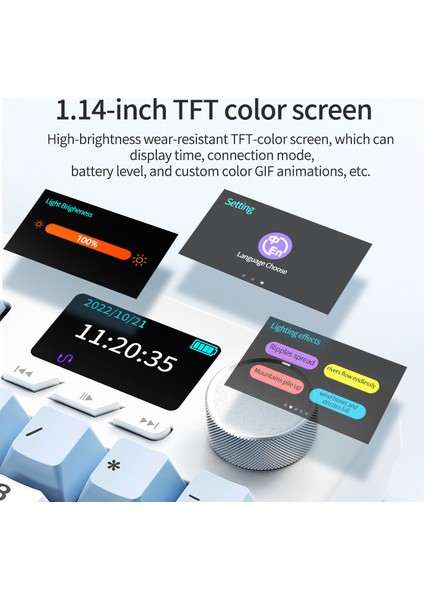 AK35I V3 Kablosuz Mekanik Oyuncu Klavyesi-Gasket Gövde Yapısı Dinamik Rgb-Tft Ekranlı Mavi/avakado Switch