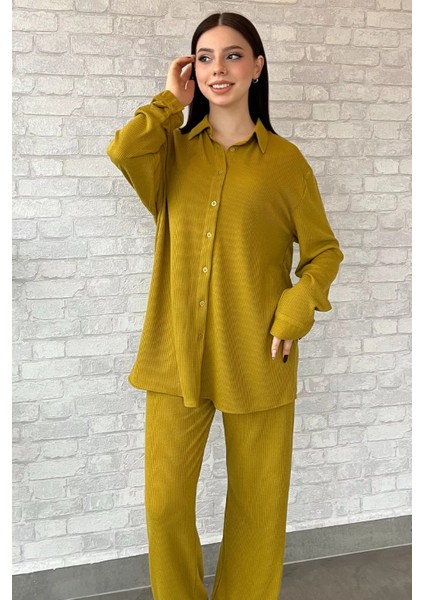 Kadın Fitilli Gömlek Pantolon Ikili Takım fiyatları