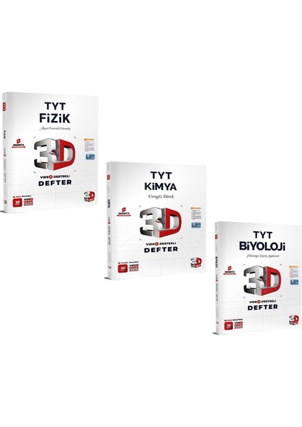 TYT Fizik Kimya ve Biyoloji Video Destekli Defter 3 Kitap