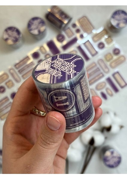 Memory Of Display Retro Mor Renk Tek Tek Çıkartma Pul Washi Bant/sticker/çıkartma/bullet Journal/defter Süsleme