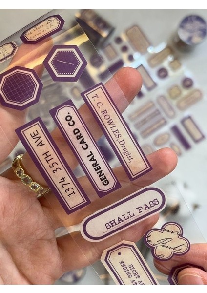 Memory Of Display Retro Mor Renk Tek Tek Çıkartma Pul Washi Bant/sticker/çıkartma/bullet Journal/defter Süsleme