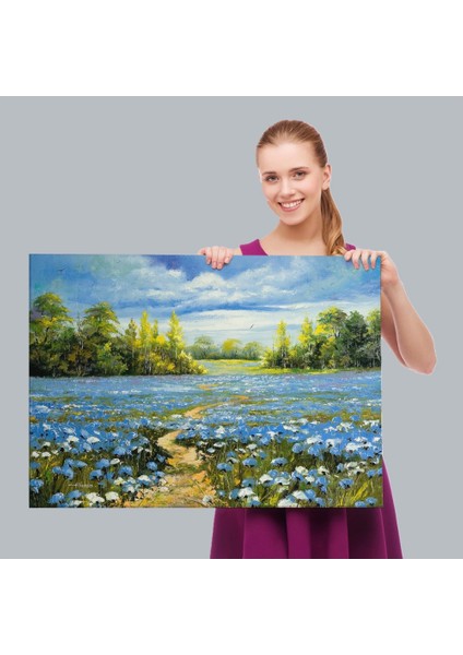 - Mavi Gelincik Tarlası Yağlıboya Görünüm Dekoratif Kanvas Duvar TABLOSU-3763 fırsatları