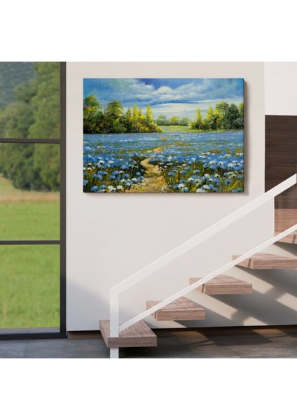 - Mavi Gelincik Tarlası Yağlıboya Görünüm Dekoratif Kanvas Duvar TABLOSU-3763 indirimleri