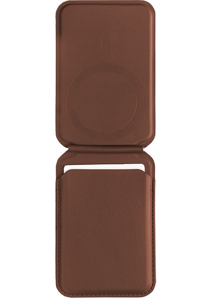 Buff Apple iPhone Walletmag 2.0 Stant Manyetik Deri Cüzdan Brown