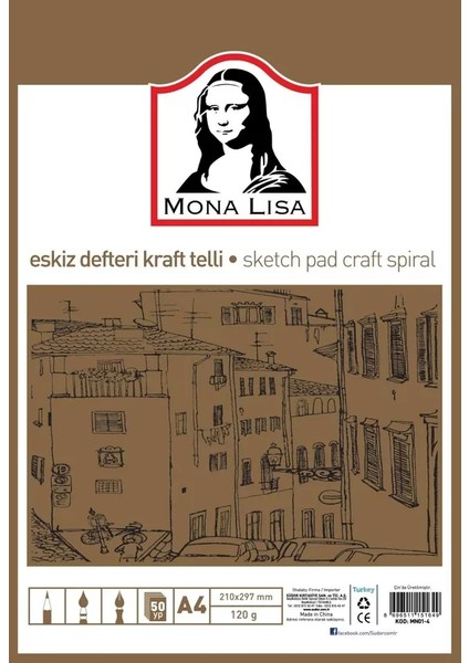 MN01-4 Kraft Eskiz Defteri A4 50 Yaprak 120GR