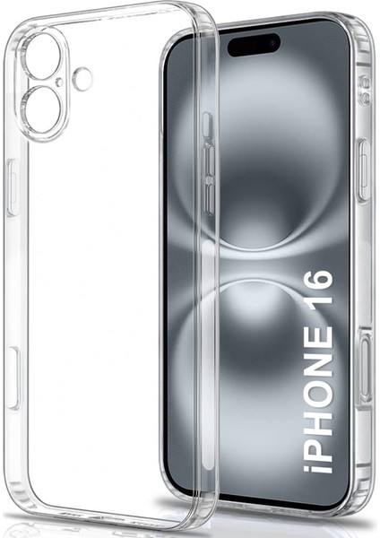 iPhone 16 Kılıf Şeffaf Silikon / Kamera Yeri Koruma / Şarj Girişi Tıpalı