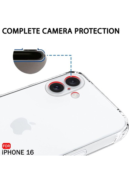 iPhone 16 Kılıf Şeffaf Silikon / Kamera Yeri Koruma / Şarj Girişi Tıpalı modelleri