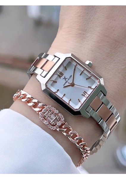 Çelik Kordon 2 Yıl Garantili 3 Atm Suya Dayanıklı Kadın Kol Saati+Bileklik BDK.10790.6