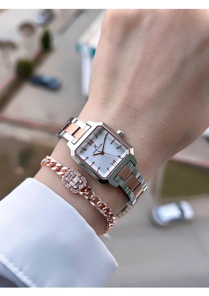 Çelik Kordon 2 Yıl Garantili 3 Atm Suya Dayanıklı Kadın Kol Saati+Bileklik BDK.10790.6 fiyatları