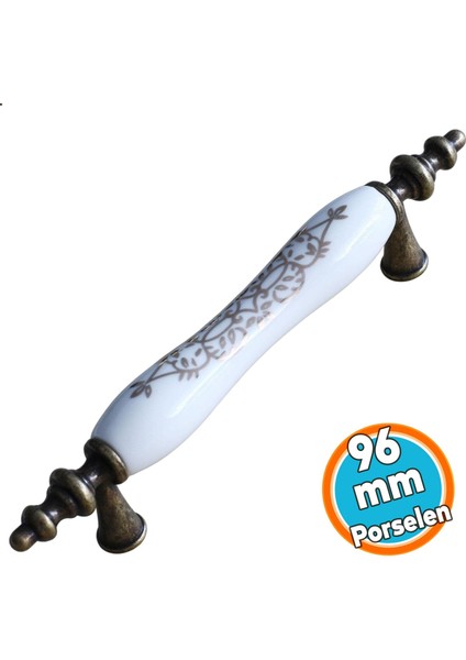 Eskitme Antik Sarı 96 mm Mobilya Mutfak Çekmece Dolap Dolabı Kulpu Kulbu Kulpları Gerçek Porselen