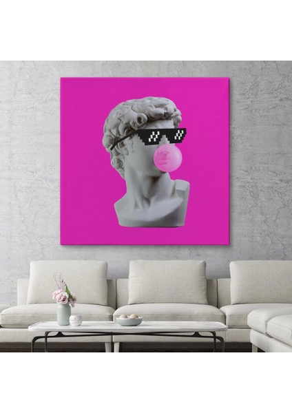 - Piksel Gözlüklü David'in Kafasının Alçı Heykeli Kanvas Tablo, Pop ART-5064