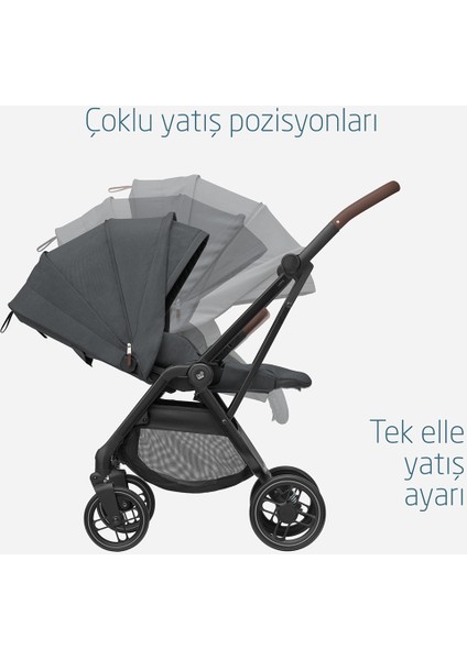 Leona2-Cabriofix I-Size Tek Elle Katlanabilen Ultra Kompakt Çift Yönlü Seyahat Sistem Bebek Arabası Graphite indirimleri