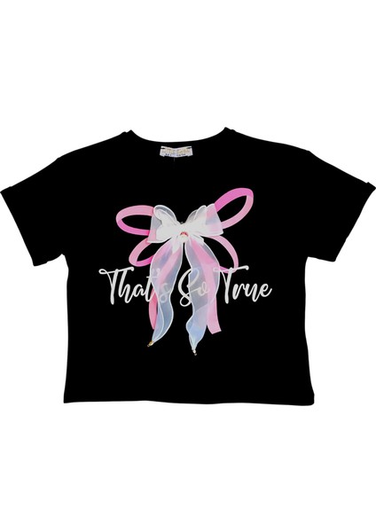 Kız Çocuk Fiyonk Aksesuarlı Tshirt