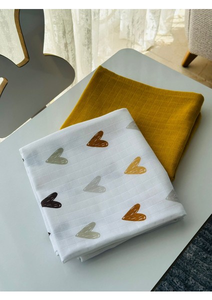 Pamuk 2'li Müslin Bebek Battaniye Seti Müslin Örtü 80 x 90 cm