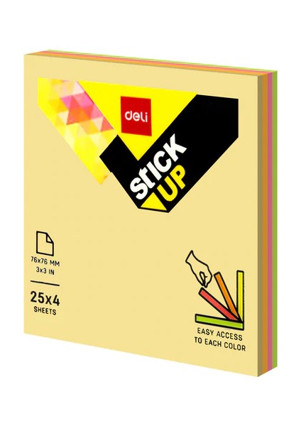 A02002 Yapışkanlı Not Kağıdı 76X76 100 Yaprak 4 Renk