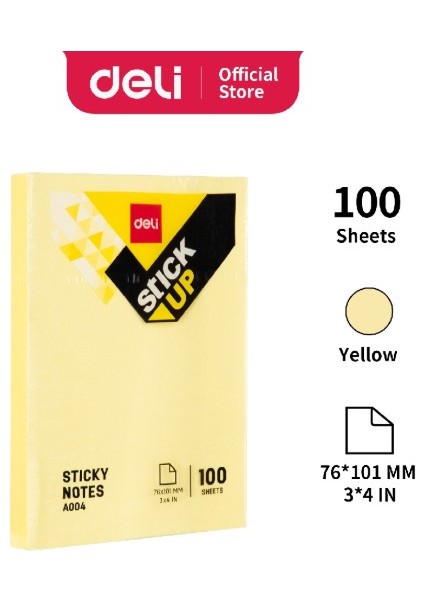 A00553 Yapışkanlı Küpnot Kağıdı 76X126 100 Yaprak Sarı