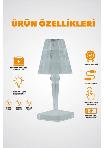 Dekoratif Şarjlı Abajur Kristal Elmas Masa Lambası Dokunmatik Romantik Akrilik LED Ofis Ev Masa Için fırsatları