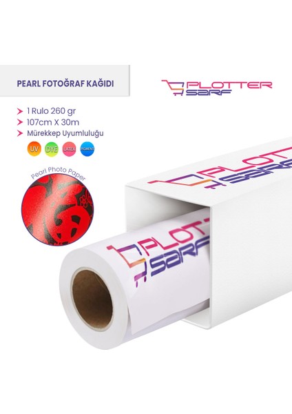 PlotterSarf® Microporous (Pearl) RC Fotoğraf Kağıdı Waterprof 260 gr 107cm X 30mt (1 Rulo)