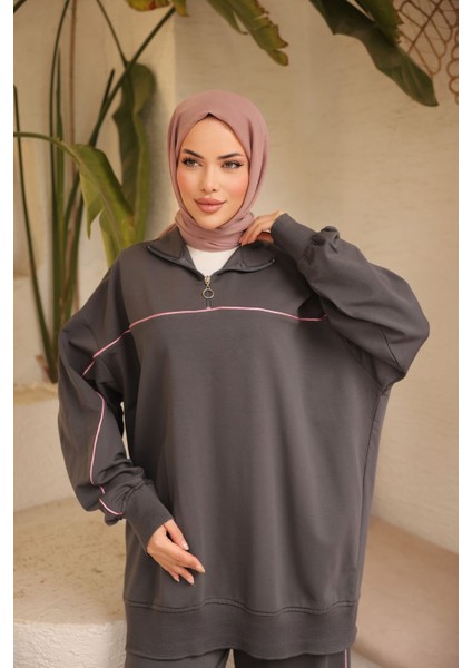 Tesettür Eşofman Takımı Ikili Takım Fermuarlı Yaka 483