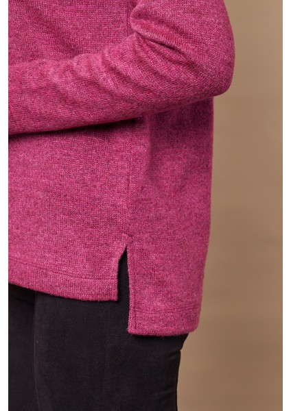 Kadın Hafif Esnek Trkio Kayık Yaka Düşük Omuzlu Uzun Kol Kazak Bluz-Vişne indirimleri