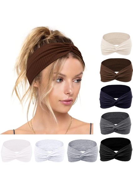 Kadın Hairbands Büküm Kadın Saç Bantları Boho Elastik Kafa Bandı Kaymaz Kızlar Crossover Başörtüsü Yoga Egzersiz Retro Saç Aksesuarları (Yurt Dışından)