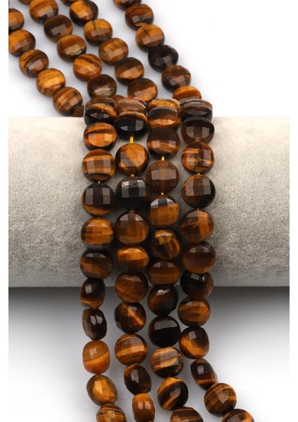 Kaplan Gözü Doğal Taş Dizi 6 x 10 mm Fasetli Yuvarlak Kesim