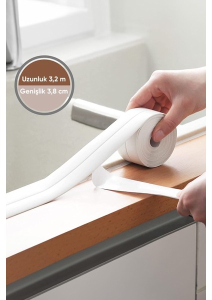 3.2m Banyo Küvet Mutfak Lavabo Su Sızdırmaz Bant Su Geçirmez Kenar Bandı Tamirlik Beyaz 2 Adet fiyatları