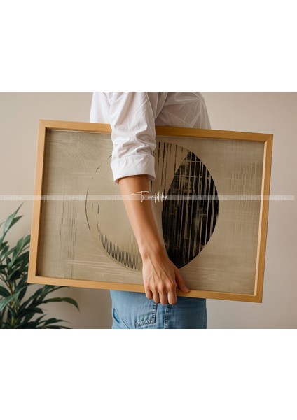 Minimal Geometrik Desenler 3'lü Ahşap Çerçeveli Tablo Seti