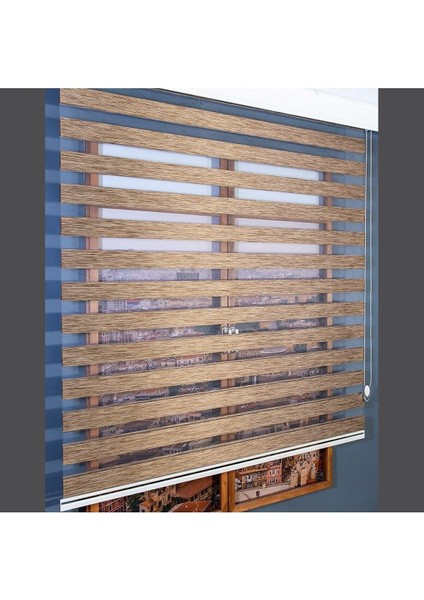 Ithal Bambu Kahverengi Bambu Stor Zebra Perde Etek Dilimsiz modelleri