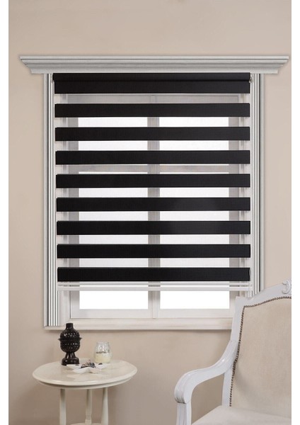 Siyah Bambu Stor Perde Blackout Karartma Etek Dilimsiz 60 x 98 cm Modern Tasarım