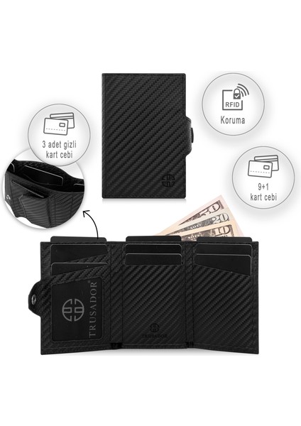 Toscana Carbon Bozuk Paralık Cepli Unisex Deri Rfid Korumalı Erkek Kadın Mini Cüzdan Hediye